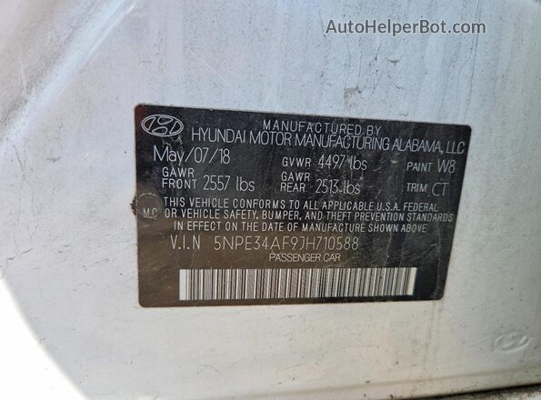 5NPE34AF9JH710588 2018 HYUNDAI SONATA White Widok komory silnika