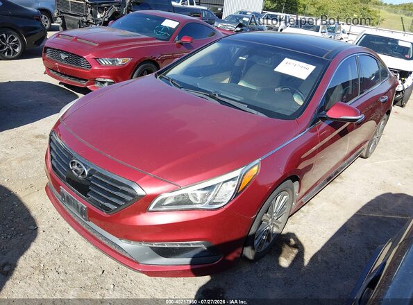 5NPE34AFXGH321886 2016 HYUNDAI SONATA Red წინა მარცხენა ხედი სამი მეოთხედიდან