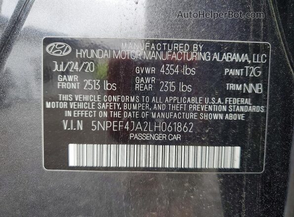 5NPEF4JA2LH061862 2020 HYUNDAI SONATA Gray VIN sticker view