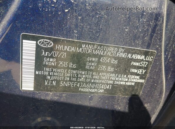 5NPEF4JA6NH134041 2022 HYUNDAI SONATA Синий Вид подкапотного пространства