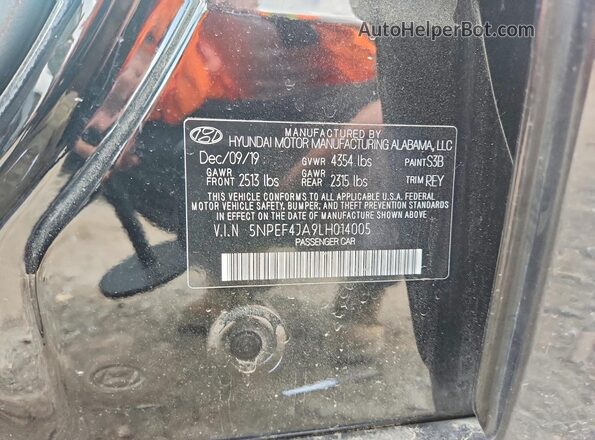 5NPEF4JA9LH014005 2020 HYUNDAI SONATA Black Engine compartment view