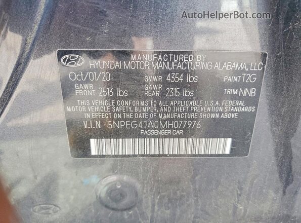 5NPEG4JA0MH077976 2021 HYUNDAI SONATA Black Widok komory silnika