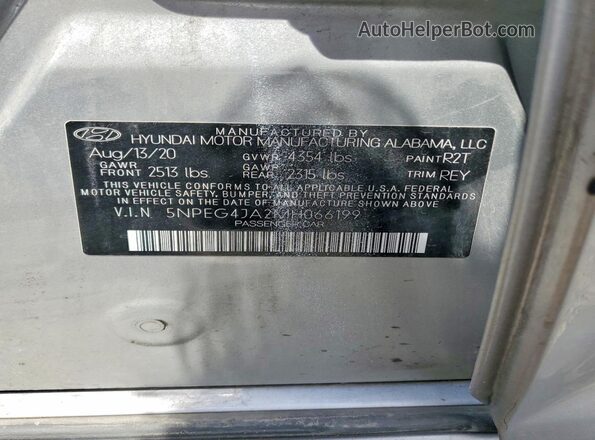 5NPEG4JA2MH066199 2021 HYUNDAI SONATA Silver Engine compartment view