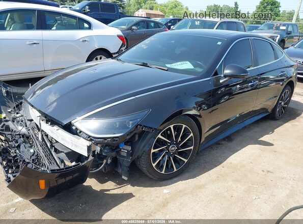 5NPEH4J21MH090581 2021 HYUNDAI SONATA Black Առջևի ձախ երեք քառորդ տեսարան