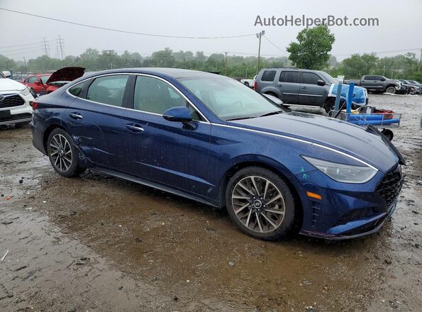 5NPEH4J27MH075776 2021 HYUNDAI SONATA Синий Передняя правая четверть