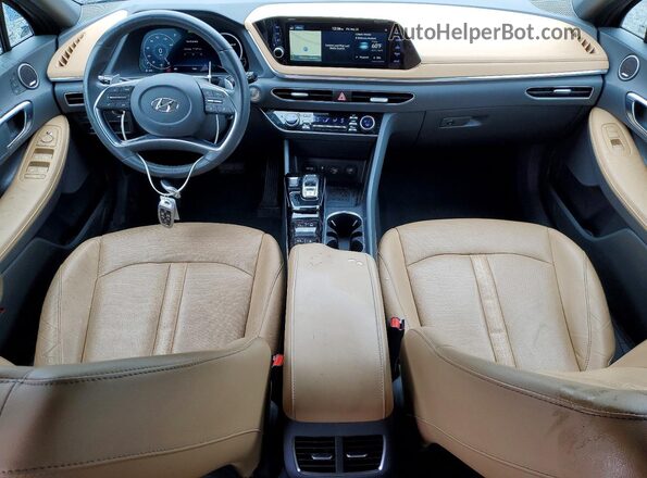 5NPEH4J27MH075776 2021 HYUNDAI SONATA Синий Вид панели приборов