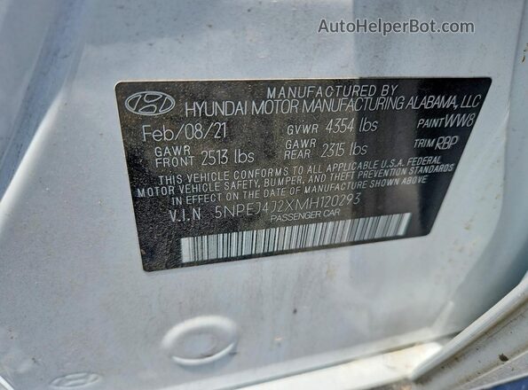 5NPEJ4J2XMH120293 2021 HYUNDAI SONATA Белый Вид наклейки с VIN-кодом