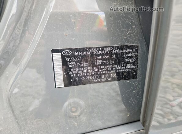 5NPEK4JC0NH150488 2022 HYUNDAI SONATA Gray Widok komory silnika
