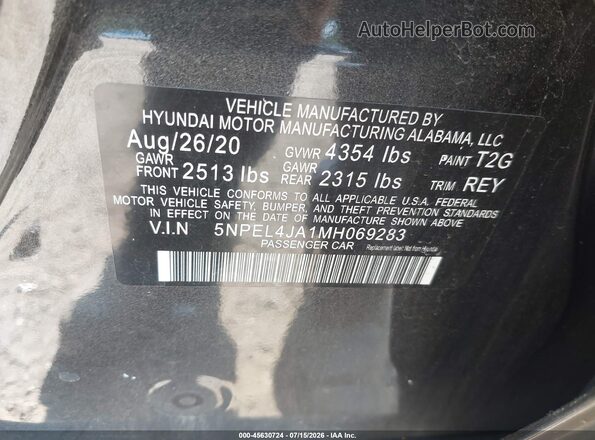 5NPEL4JA1MH069283 2021 HYUNDAI SONATA Серый Вид подкапотного пространства