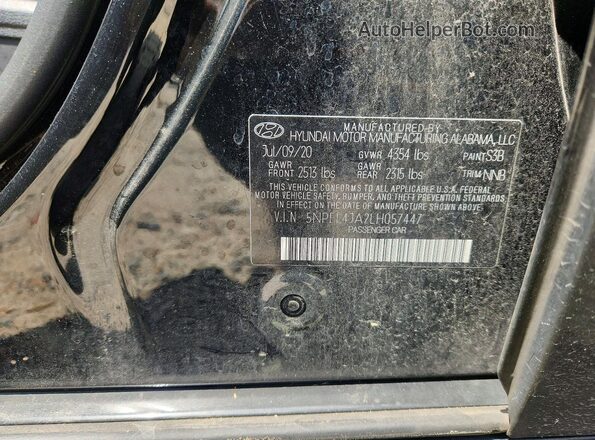 5NPEL4JA2LH057447 2020 HYUNDAI SONATA Черный Вид подкапотного пространства