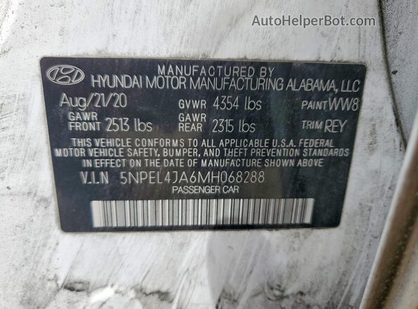 5NPEL4JA6MH068288 2021 HYUNDAI SONATA White Engine compartment view