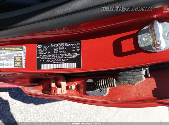 5NPLL4AG1MH047859 2021 HYUNDAI ELANTRA Red Widok komory silnika