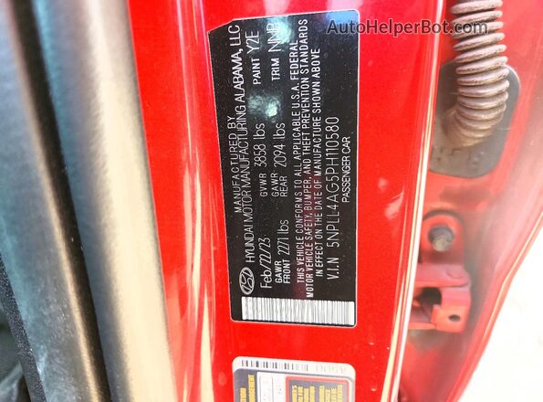 5NPLL4AG5PH110580 2023 HYUNDAI ELANTRA Red Engine compartment view