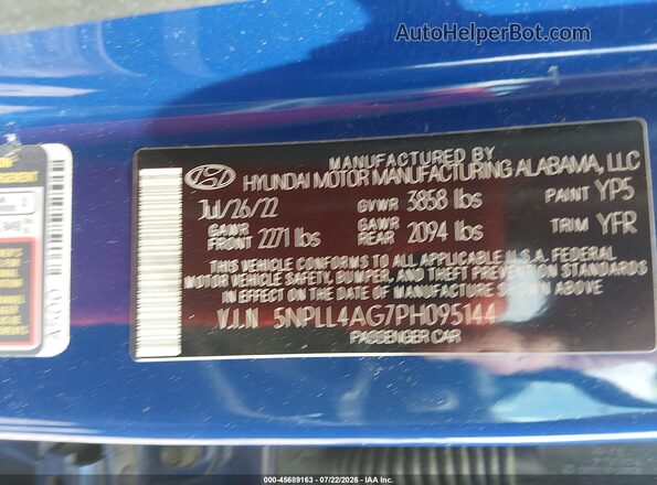 5NPLL4AG7PH095144 2023 HYUNDAI ELANTRA Blue Vista del compartimento del motor