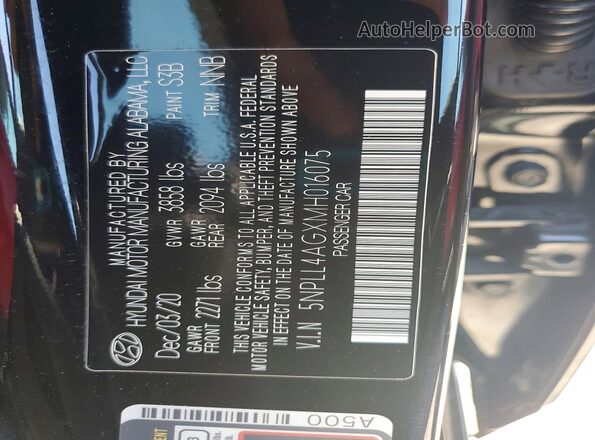 5NPLL4AGXMH016075 2021 HYUNDAI ELANTRA Черный Вид подкапотного пространства