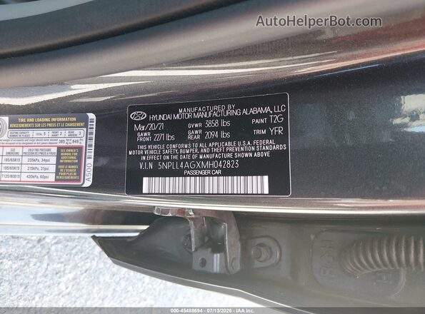 5NPLL4AGXMH042823 2021 HYUNDAI ELANTRA Dark Blue Vista del compartimento del motor