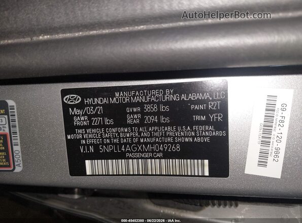 5NPLL4AGXMH049268 2021 HYUNDAI ELANTRA Silver Engine compartment view