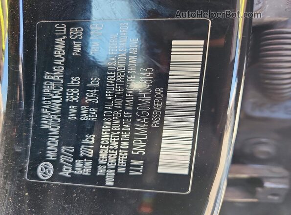 5NPLM4AG0MH048143 2021 HYUNDAI ELANTRA Black Widok komory silnika