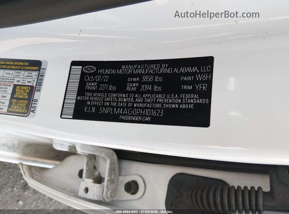 5NPLM4AG0PH101623 2023 HYUNDAI ELANTRA White ძრავის განყოფილების ხედი