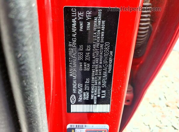 5NPLM4AG1PH103820 2023 HYUNDAI ELANTRA Red Widok komory silnika