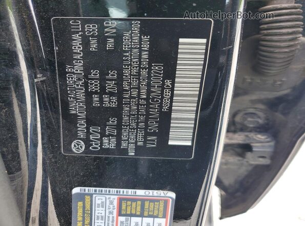 5NPLM4AG2MH002281 2021 HYUNDAI ELANTRA Black Widok naklejki z numerem VIN