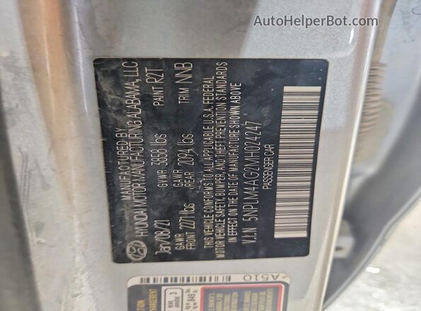 5NPLM4AG2MH024247 2021 HYUNDAI ELANTRA Gray ძრავის განყოფილების ხედი