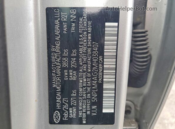 5NPLM4AG2MH038407 2021 HYUNDAI ELANTRA Silver Вид підкапотного простору