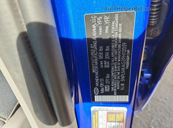5NPLM4AG2PH112039 2023 HYUNDAI ELANTRA Blue Engine compartment view