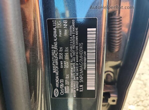 5NPLM4AG3MH001415 2021 HYUNDAI ELANTRA Серый Вид подкапотного пространства