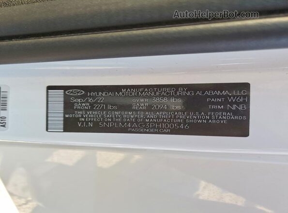 5NPLM4AG3PH100546 2023 HYUNDAI ELANTRA White Engine compartment view