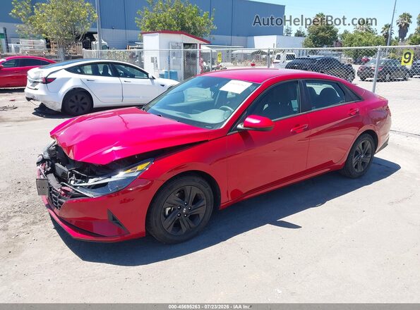 5NPLM4AG5NH057583 2022 HYUNDAI ELANTRA Red Առջևի ձախ երեք քառորդ տեսարան