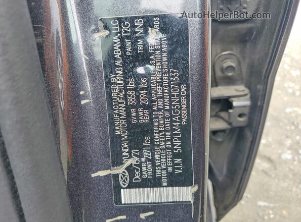 5NPLM4AG5NH071337 2022 HYUNDAI ELANTRA Charcoal Widok komory silnika