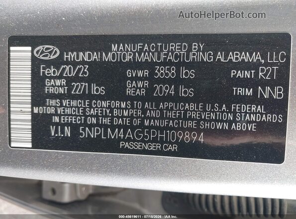 5NPLM4AG5PH109894 2023 HYUNDAI ELANTRA Silver Вид підкапотного простору