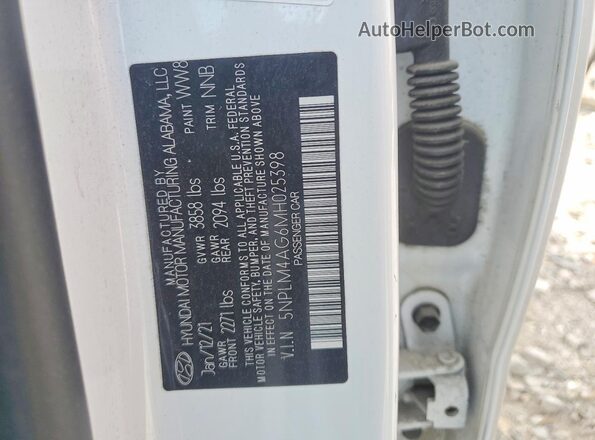 5NPLM4AG6MH025398 2021 HYUNDAI ELANTRA White Շարժիչի բաժամունքի տեսք