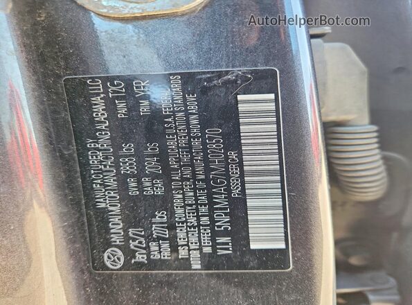 5NPLM4AG7MH028570 2021 HYUNDAI ELANTRA Charcoal VIN կոդի պիտակի տեսք