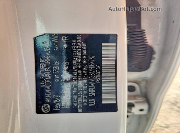 5NPLM4AG8MH034782 2021 HYUNDAI ELANTRA White Vista del compartimento del motor