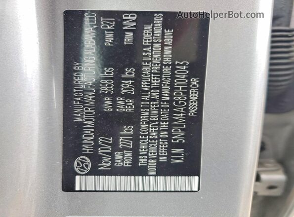 5NPLM4AG8PH104043 2023 HYUNDAI ELANTRA Silver Vista del compartimento del motor