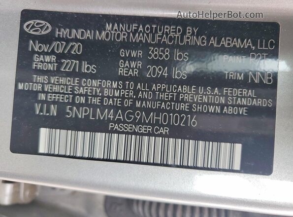 5NPLM4AG9MH010216 2021 HYUNDAI ELANTRA Gray Widok komory silnika