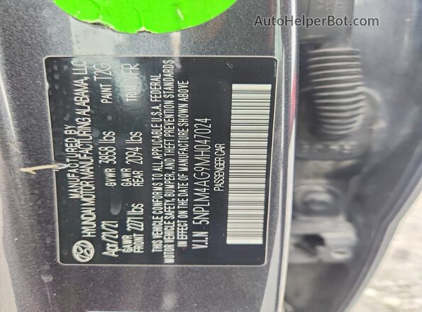 5NPLM4AG9MH047024 2021 HYUNDAI ELANTRA Charcoal Widok komory silnika