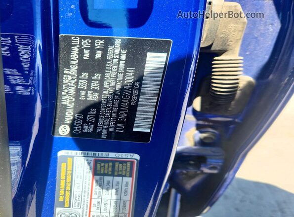 5NPLM4AGXMH000441 2021 HYUNDAI ELANTRA Blue Vista del compartimento del motor