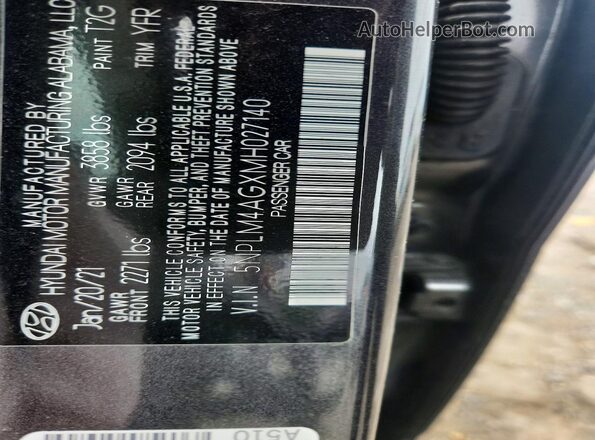 5NPLM4AGXMH027140 2021 HYUNDAI ELANTRA Gray Շարժիչի բաժամունքի տեսք