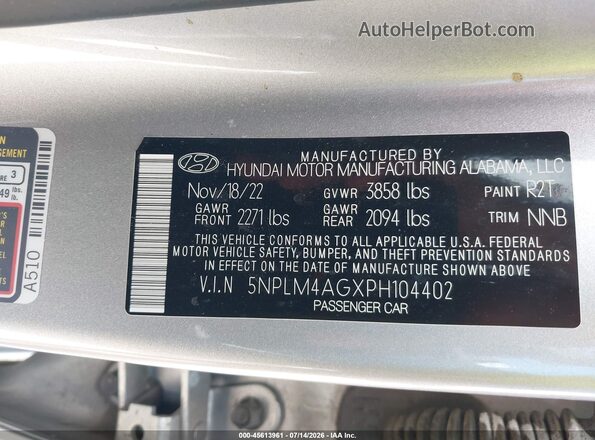 5NPLM4AGXPH104402 2023 HYUNDAI ELANTRA Silver Вид підкапотного простору