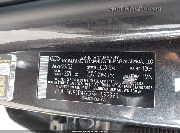5NPLP4AG3PH099390 2023 HYUNDAI ELANTRA Gray Շարժիչի բաժամունքի տեսք