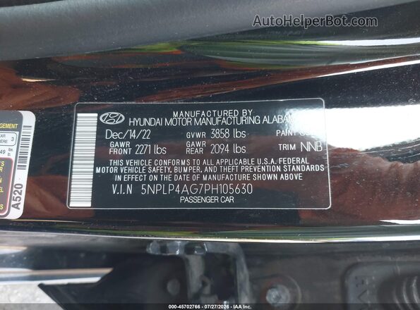 5NPLP4AG7PH105630 2023 HYUNDAI ELANTRA Черный Вид подкапотного пространства