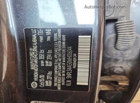 5NPLS4AG0MH006044 2021 HYUNDAI ELANTRA Gray Widok naklejki z numerem VIN