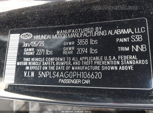 5NPLS4AG0PH106620 2023 HYUNDAI ELANTRA Black Вид підкапотного простору