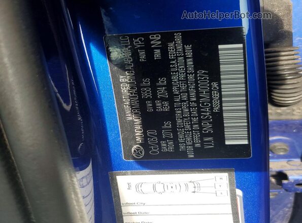 5NPLS4AG1MH000379 2021 HYUNDAI ELANTRA Blue Engine compartment view