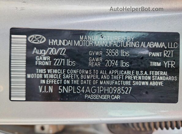 5NPLS4AG1PH098527 2023 HYUNDAI ELANTRA Silver Շարժիչի բաժամունքի տեսք