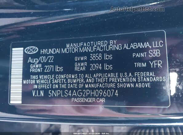 5NPLS4AG2PH096074 2023 HYUNDAI ELANTRA Black Շարժիչի բաժամունքի տեսք