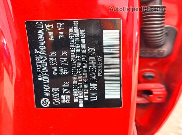 5NPLS4AG3MH005230 2021 HYUNDAI ELANTRA Красный Вид подкапотного пространства